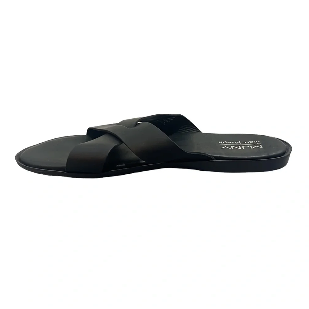 Marc Joseph New York Leather Slip on Criss Cross Slide Sandals Size 10.5